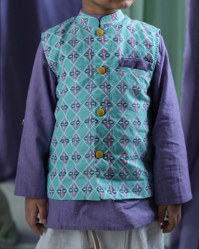 Indian high quality ethnic block print cotton Nehru jacket