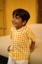 cute-little-toddler-in-lovetheworldtodays-kids-half-sleeve-casual-holiday-shirt-with-yellow-polka-handblock-print